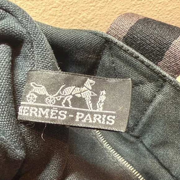 Hermes Black and Brown Canvas Tote - Picture 4 of 7